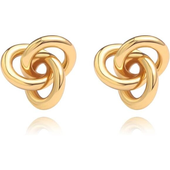 18K Gold-Plated Love Knot Stud Earrings – Dainty, Hypoallergenic & Symbolic - Picture 5 of 5